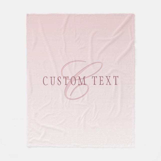 Elegant Lettering & Monogram | Rose Ombre Fleece Blanket (Front)