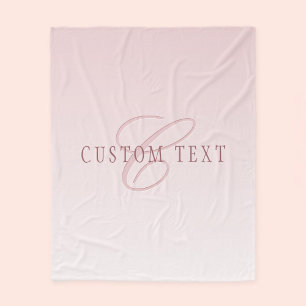 Elegant Lettering & Monogram Rose Ombre Fleece Blanket