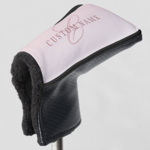 Elegant Lettering & Monogram Rose Ombre Golf Head Cover