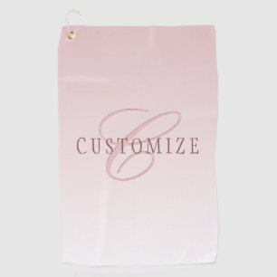 Elegant Lettering & Monogram   Rose Ombre Golf Towel