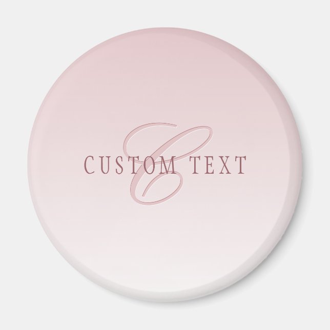 Elegant Lettering & Monogram | Rose Ombre Magnet (Front)
