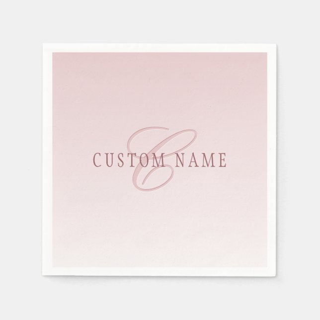 Elegant Lettering & Monogram | Rose Ombre Napkin (Front)