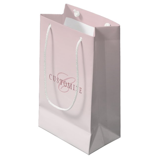 Elegant Lettering & Monogram | Rose Ombre Small Gift Bag (Front Angled)