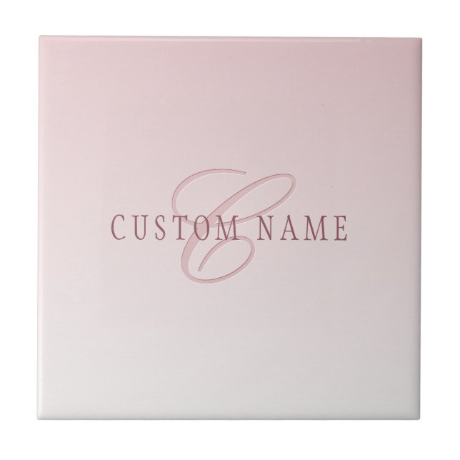 Elegant Lettering & Monogram | Rose Ombre Tile (Front)