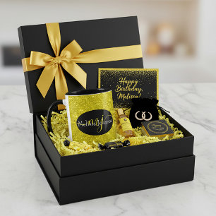 Elegant  lettering on Black & yellow glitter   Mug