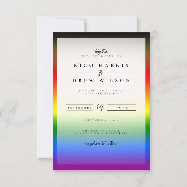 Elegant LGBTQ+ BIPOC Pride Wedding  Invitation (Front)