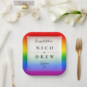 Elegant LGBTQ+ Pride Wedding  Paper Plate