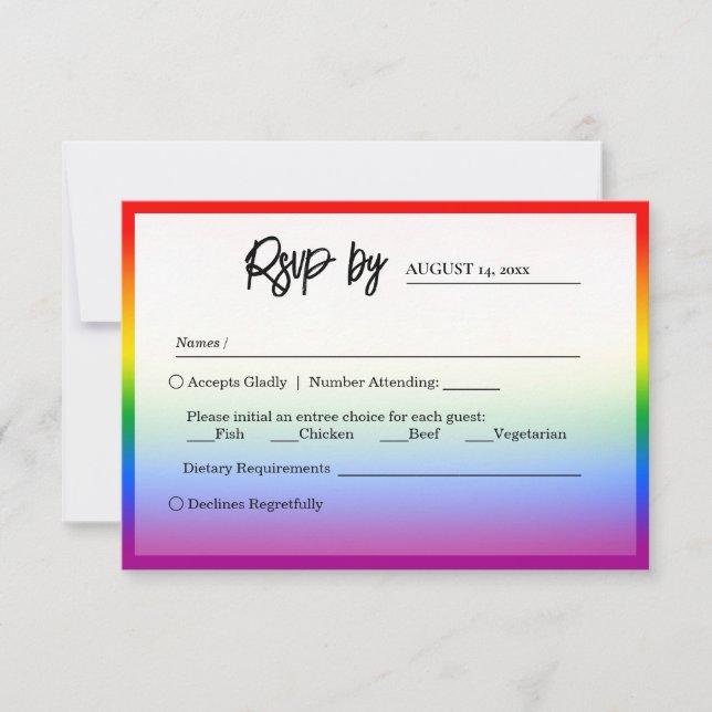 Elegant LGBTQ+ Pride Wedding  RSVP Card (Front)