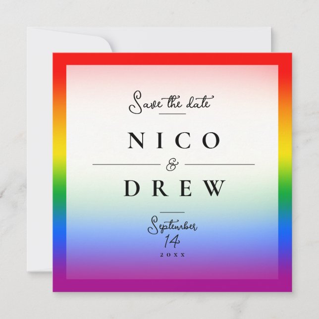 Elegant LGBTQ+ Pride Wedding  Save The Date (Front)