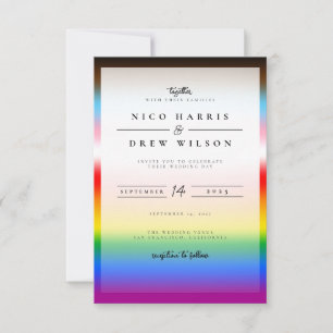 Elegant LGBTQ+ Progress Pride Wedding Invitation