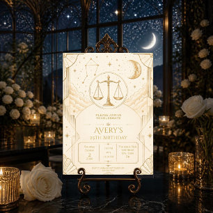 Elegant Libra 25th Birthday Invitation Celestial