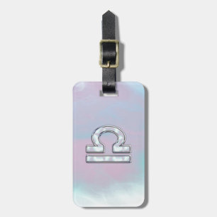 Elegant Libra Zodiac Sign Mother of Pearl Style Luggage Tag