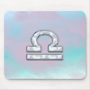 Elegant Libra Zodiac Sign Mother of Pearl Style Mouse Mat