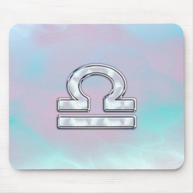 Elegant Libra Zodiac Sign Mother of Pearl Style Mouse Mat (Front)