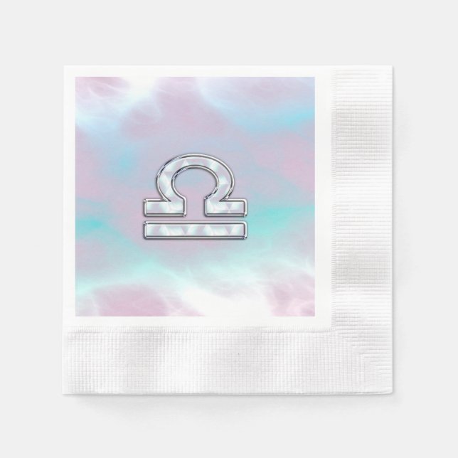 Elegant Libra Zodiac Sign Mother of Pearl Style Napkin (Front)