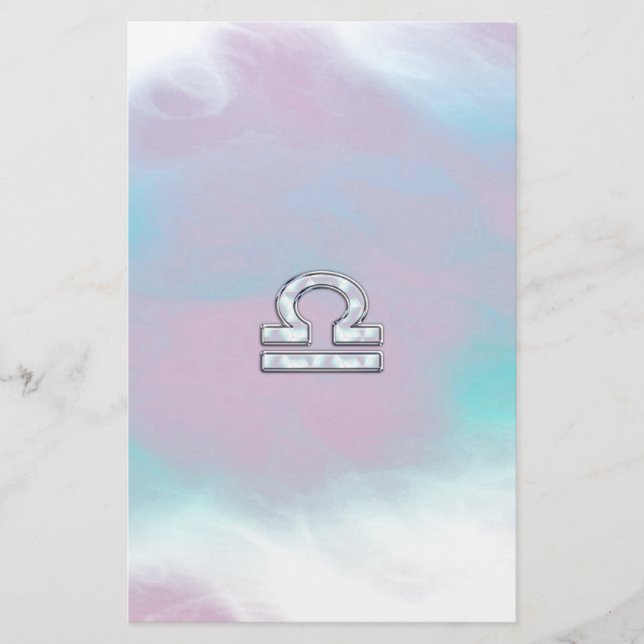 Elegant Libra Zodiac Sign Mother of Pearl Style Stationery (Front)