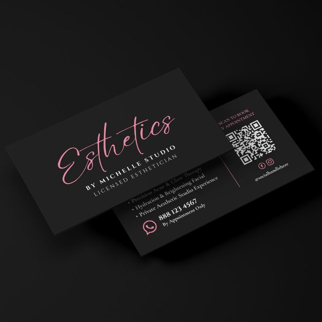 Elegant Licensed Aesthetician Aesthetics Script Pi Business Card (Elegant Licensed Esthetician Esthetics Script Pink Business Card
)