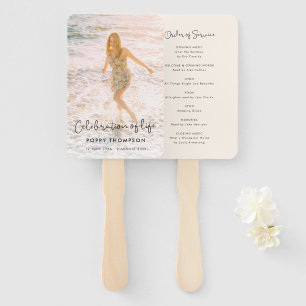 Elegant Life Celebration Order of Service Funeral Hand Fan
