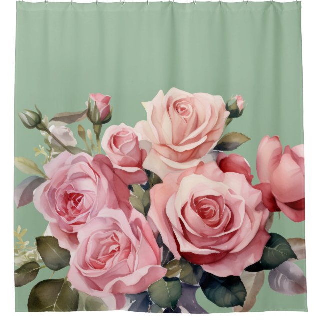 Elegant Ligh Blush Pink Roses Shower Curtain (Front)