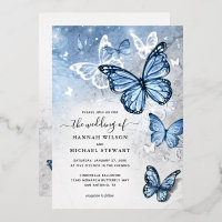 Elegant Light Baby Blue Butterfly Wedding Real