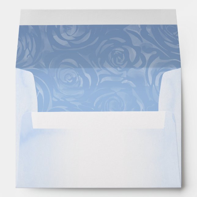Elegant Light Baby Blue Roses Return Address Envelope (Back (Bottom))