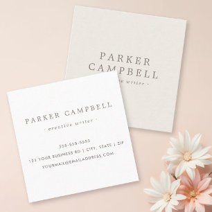 Elegant light beige brown stylish minimalist square business card