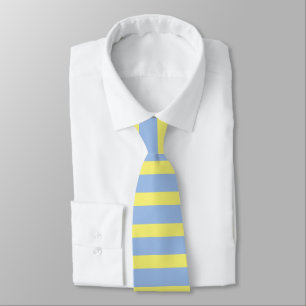 Elegant Light Blue and Yellow Horizontal Stripes Tie