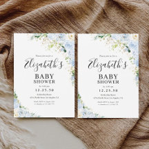 Elegant Light Blue Baby Shower Invitation