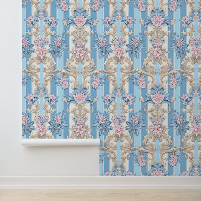 Elegant light blue baroque wallpaper (Application)