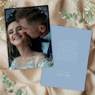 Elegant Light Blue Border Formal Vintage Wedding Thank You Card