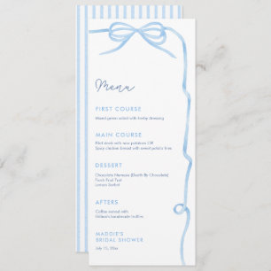 Elegant Light Blue Bow Bridal Shower Party Menu