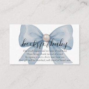 Elegant Light Blue Bow Pearl Books For baby Enclosure Card