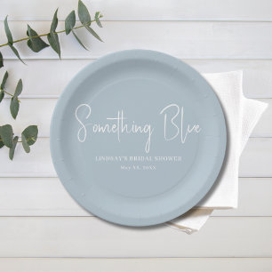 Elegant Light Blue Bridal Shower Paper Plate