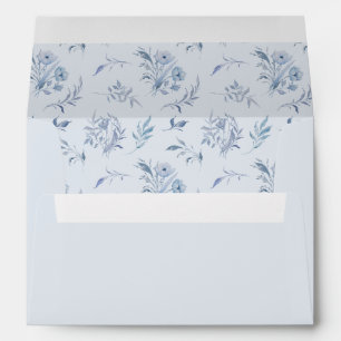 Elegant Light Blue Calligraphy Chinoiserie Wedding Envelope