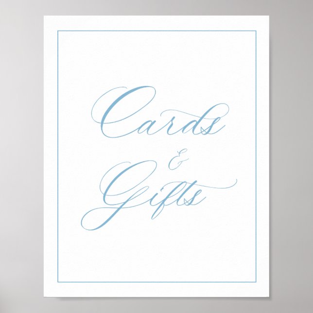 Elegant Light Blue Cards and Gifts Poster (Front)
