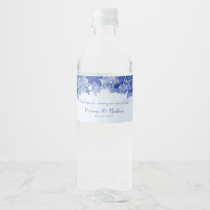 Elegant Light Blue Chinoiserie Thank You Wedding  Water Bottle Label