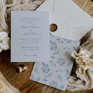 Elegant Light Blue Chinoiserie Wedding Invitation
