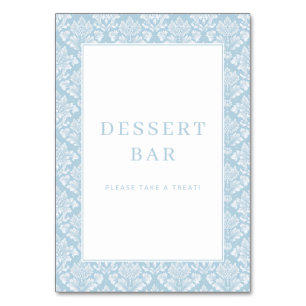 Elegant Light Blue Damask Dessert Bar Sign Table Number