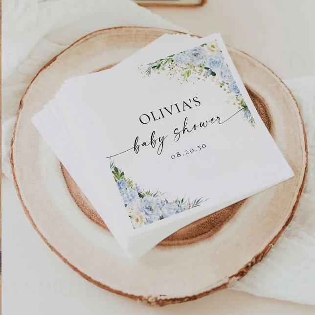 Elegant Light Blue Detail Baby Shower Paper Napki Napkin (Creator Uploaded)