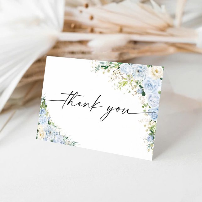 Elegant Light Blue Floral Thank You Card (Creator Uploaded)