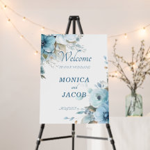 Elegant Light Blue Flowers with Greenery Welcome