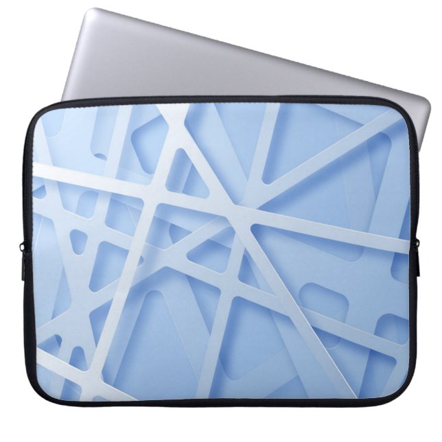 Elegant Light Blue Geometric Shapes Texture Laptop Sleeve (Front)
