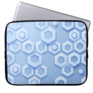 Elegant Light Blue Geometric Shapes Texture Laptop Sleeve