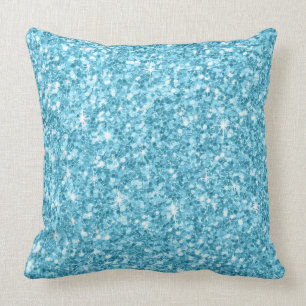 Elegant Light Blue Glitter & Sparkles Cushion
