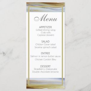 Elegant light blue gold modern wedding menu