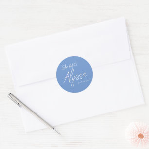 Elegant Light Blue Graduation Party She Did It Classic Round Sticker