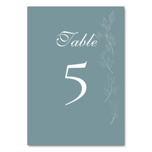 Elegant light blue leaf Table Number Card