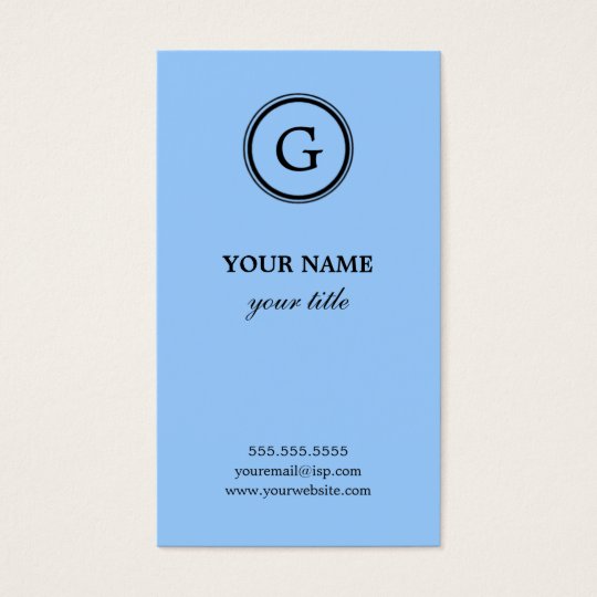 Elegant Light Blue Monogram Business Cards