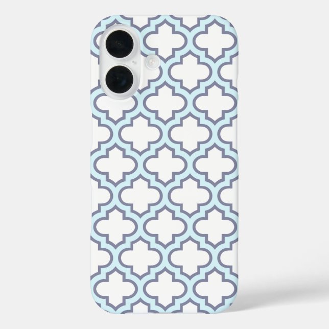 Elegant Light Blue Moroccan Quatrefoil Pattern Case-Mate iPhone Case (Back)