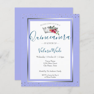 Elegant Light Blue Quinceanera Budget Invitation
